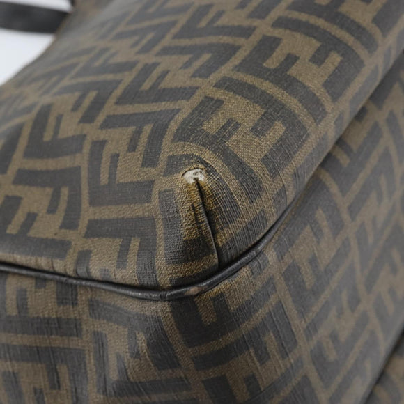 FENDI Zucca Canvas Tote Bag PVC Black Brown Auth LNZ764