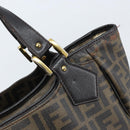 FENDI Zucca Canvas Tote Bag PVC Black Brown Auth LNZ764-18