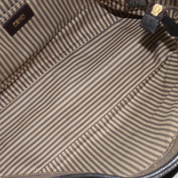 FENDI Zucca Canvas Tote Bag PVC Black Brown Auth LNZ764