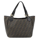 FENDI Zucca Canvas Tote Bag PVC Black Brown Auth LNZ764-13