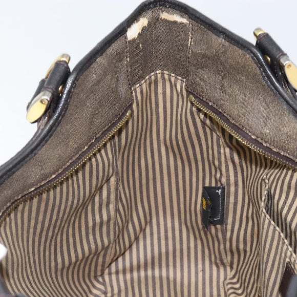 FENDI Zucca Canvas Tote Bag PVC Black Brown Auth LNZ764