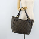 FENDI Zucca Canvas Tote Bag PVC Black Brown Auth LNZ764-24