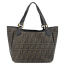 FENDI Zucca Canvas Tote Bag PVC Black Brown Auth LNZ764-2