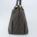 FENDI Zucca Canvas Tote Bag PVC Black Brown Auth LNZ764-3