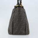 FENDI Zucca Canvas Tote Bag PVC Black Brown Auth LNZ764-4