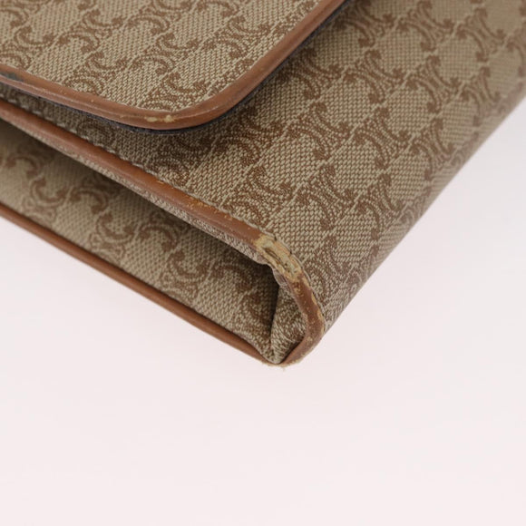 CELINE Macadam Canvas Shoulder Bag PVC Beige Gold Auth LNZ768