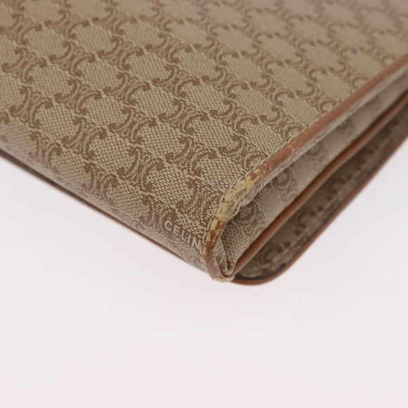 CELINE Macadam Canvas Shoulder Bag PVC Beige Gold Auth LNZ768