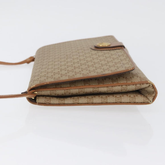 CELINE Macadam Canvas Shoulder Bag PVC Beige Gold Auth LNZ768