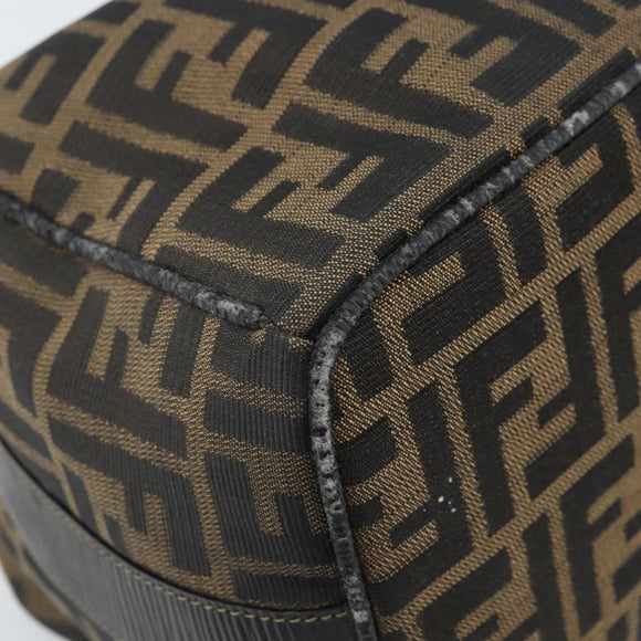 FENDI Zucca Canvas Hand Bag Brown Black Auth LNZ770