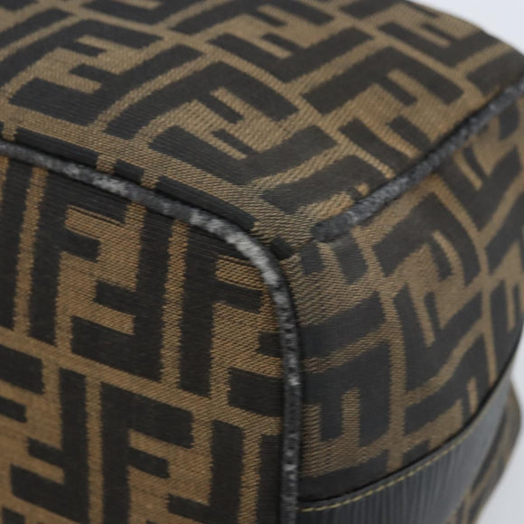 FENDI Zucca Canvas Hand Bag Brown Black Auth LNZ770