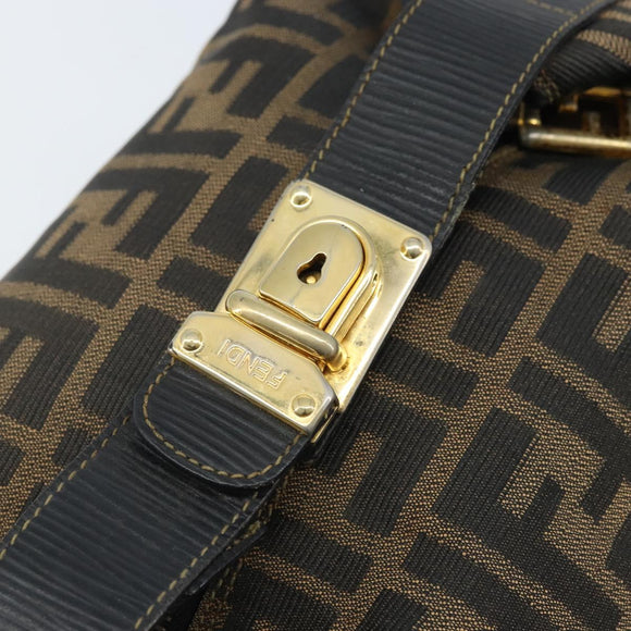 FENDI Zucca Canvas Hand Bag Brown Black Auth LNZ770