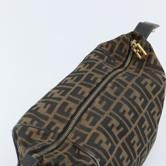 FENDI Zucca Canvas Hand Bag Brown Black Auth LNZ770