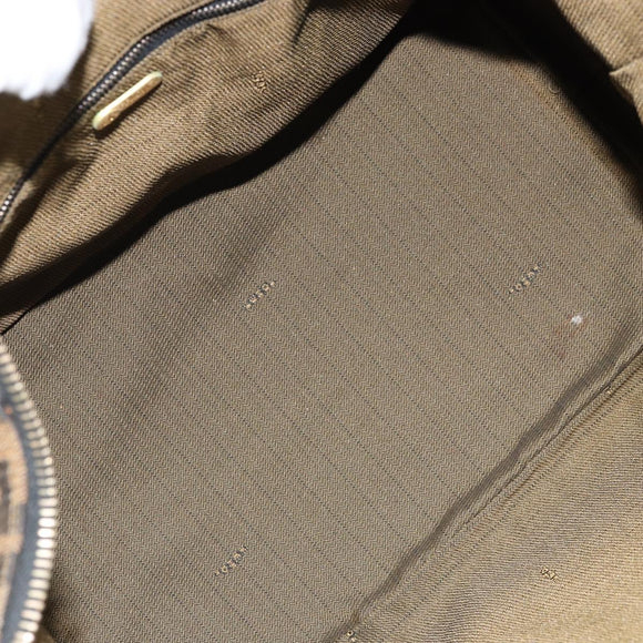 FENDI Zucca Canvas Hand Bag Brown Black Auth LNZ770