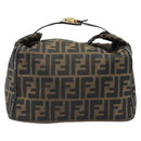 FENDI Zucca Canvas Hand Bag Brown Black Auth LNZ770-2