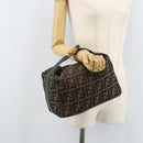 FENDI Zucca Canvas Hand Bag Brown Black Auth LNZ770-23