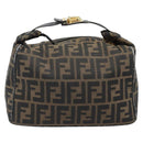 FENDI Zucca Canvas Hand Bag Brown Black Auth LNZ770-3