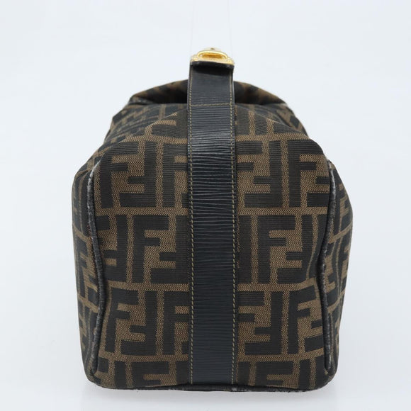 FENDI Zucca Canvas Hand Bag Brown Black Auth LNZ770