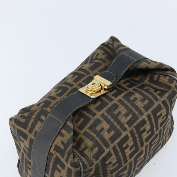 FENDI Zucca Canvas Hand Bag Brown Black Auth LNZ770