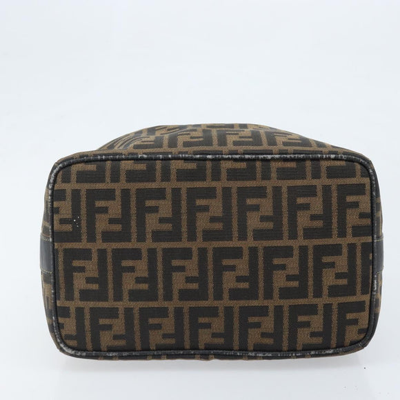 FENDI Zucca Canvas Hand Bag Brown Black Auth LNZ770