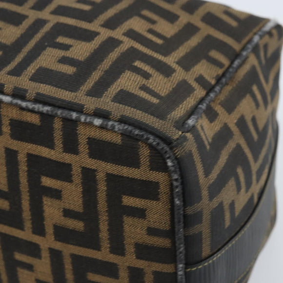 FENDI Zucca Canvas Hand Bag Brown Black Auth LNZ770