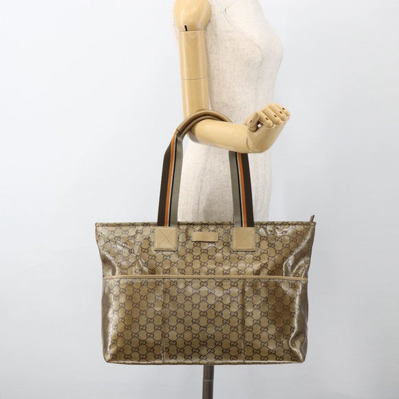 GUCCI GG Crystal Tote Bag Coated Canvas Beige 155524 Auth LNZ771