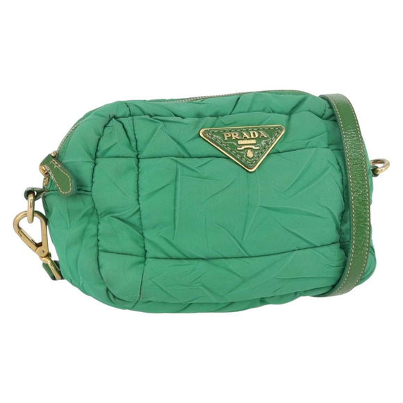 PRADA Shoulder Bag Nylon Green Gold Auth LNZ781