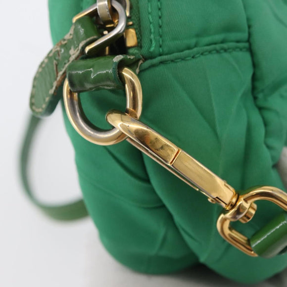 PRADA Shoulder Bag Nylon Green Gold Auth LNZ781