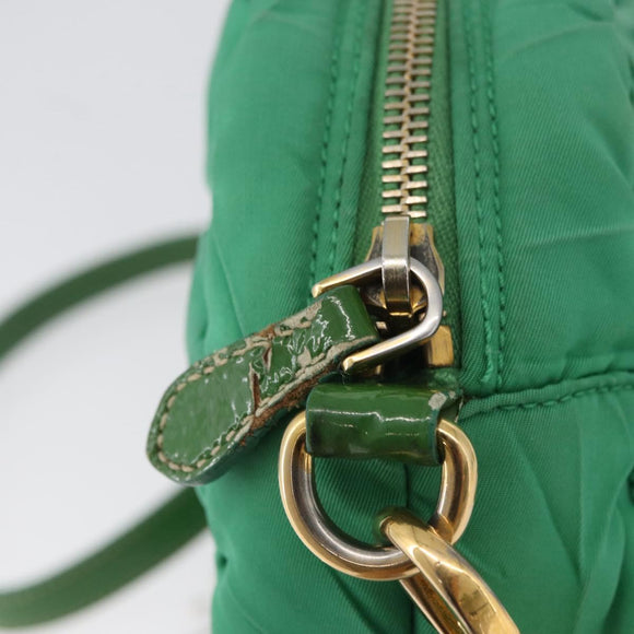 PRADA Shoulder Bag Nylon Green Gold Auth LNZ781