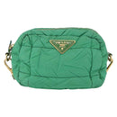 PRADA Shoulder Bag Nylon Green Gold Auth LNZ781-2