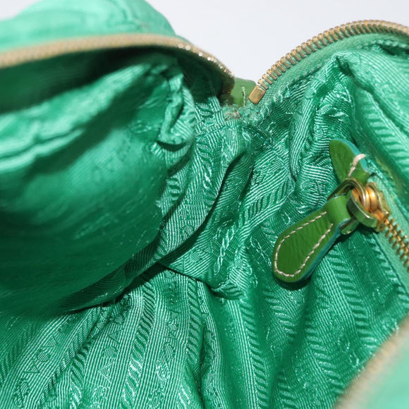 PRADA Shoulder Bag Nylon Green Gold Auth LNZ781