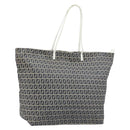 FENDI Zucchino Canvas Tote Bag Navy Silver Auth LNZ782-1