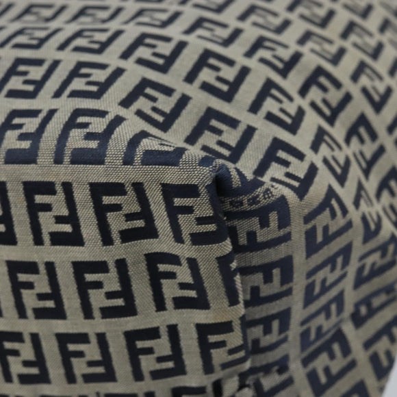 FENDI Zucchino Canvas Tote Bag Navy Silver Auth LNZ782