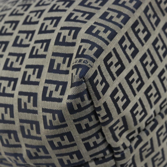 FENDI Zucchino Canvas Tote Bag Navy Silver Auth LNZ782