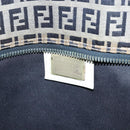 FENDI Zucchino Canvas Tote Bag Navy Silver Auth LNZ782-15
