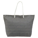 FENDI Zucchino Canvas Tote Bag Navy Silver Auth LNZ782-2