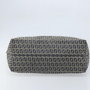 FENDI Zucchino Canvas Tote Bag Navy Silver Auth LNZ782-9