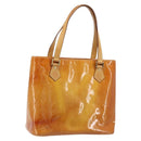 LOUIS VUITTON Monogram Vernis Houston Hand Bag Beige M91004 LV Auth LNZ785-1