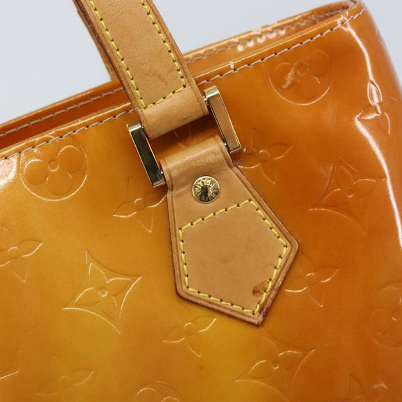 LOUIS VUITTON Monogram Vernis Houston Hand Bag Beige M91004 LV Auth LNZ785