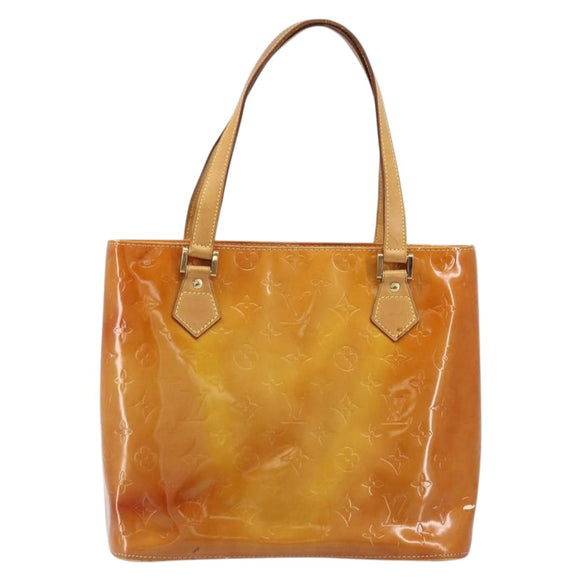 LOUIS VUITTON Monogram Vernis Houston Hand Bag Beige M91004 LV Auth LNZ785