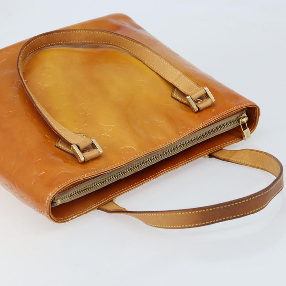 LOUIS VUITTON Monogram Vernis Houston Hand Bag Beige M91004 LV Auth LNZ785
