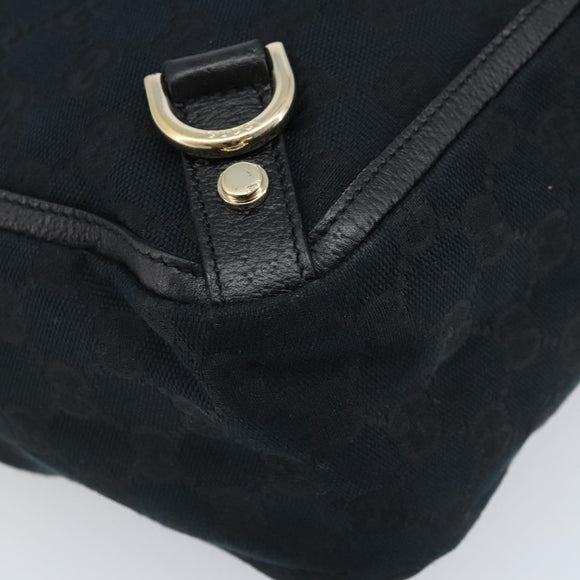 GUCCI GG Canvas Abbey Hand Bag Black Gold 130739 Auth LNZ799V