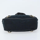 GUCCI GG Canvas Abbey Hand Bag Black Gold 130739 Auth LNZ799V-5