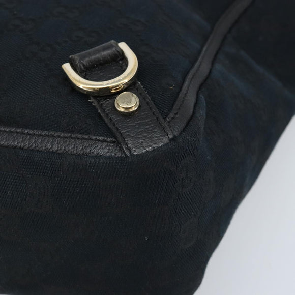 GUCCI GG Canvas Abbey Hand Bag Black Gold 130739 Auth LNZ799V
