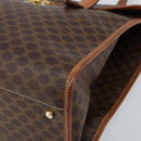 CELINE Macadam Canvas Tote Bag PVC Leather Brown Gold Auth LNZ801-14
