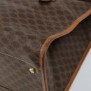 CELINE Macadam Canvas Tote Bag PVC Leather Brown Gold Auth LNZ801-16