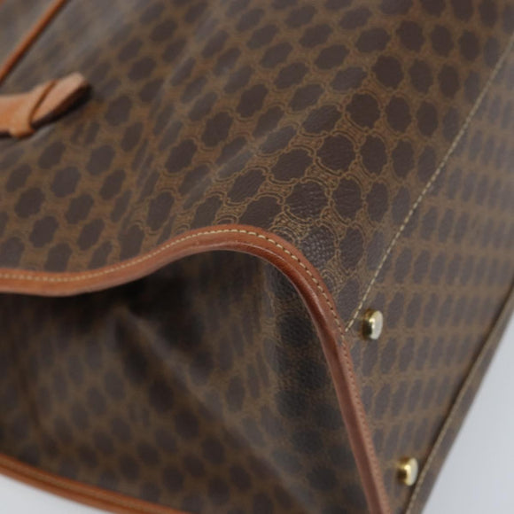 CELINE Macadam Canvas Tote Bag PVC Leather Brown Gold Auth LNZ801