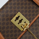 CELINE Macadam Canvas Tote Bag PVC Leather Brown Gold Auth LNZ801-17