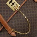 CELINE Macadam Canvas Tote Bag PVC Leather Brown Gold Auth LNZ801-10
