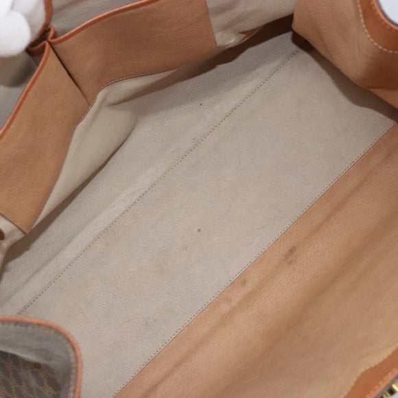 CELINE Macadam Canvas Tote Bag PVC Leather Brown Gold Auth LNZ801