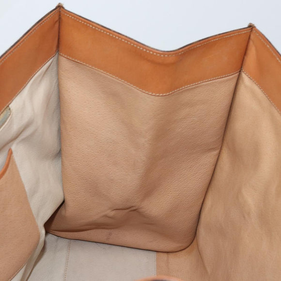 CELINE Macadam Canvas Tote Bag PVC Leather Brown Gold Auth LNZ801